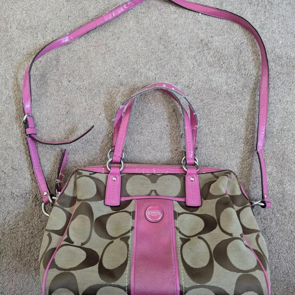 COACH Pink and Tan Shoulder strap Purse